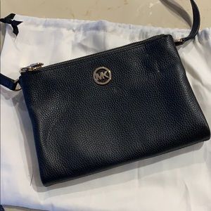 Michael Kors Pebbled Black Leather Crossbody Bag